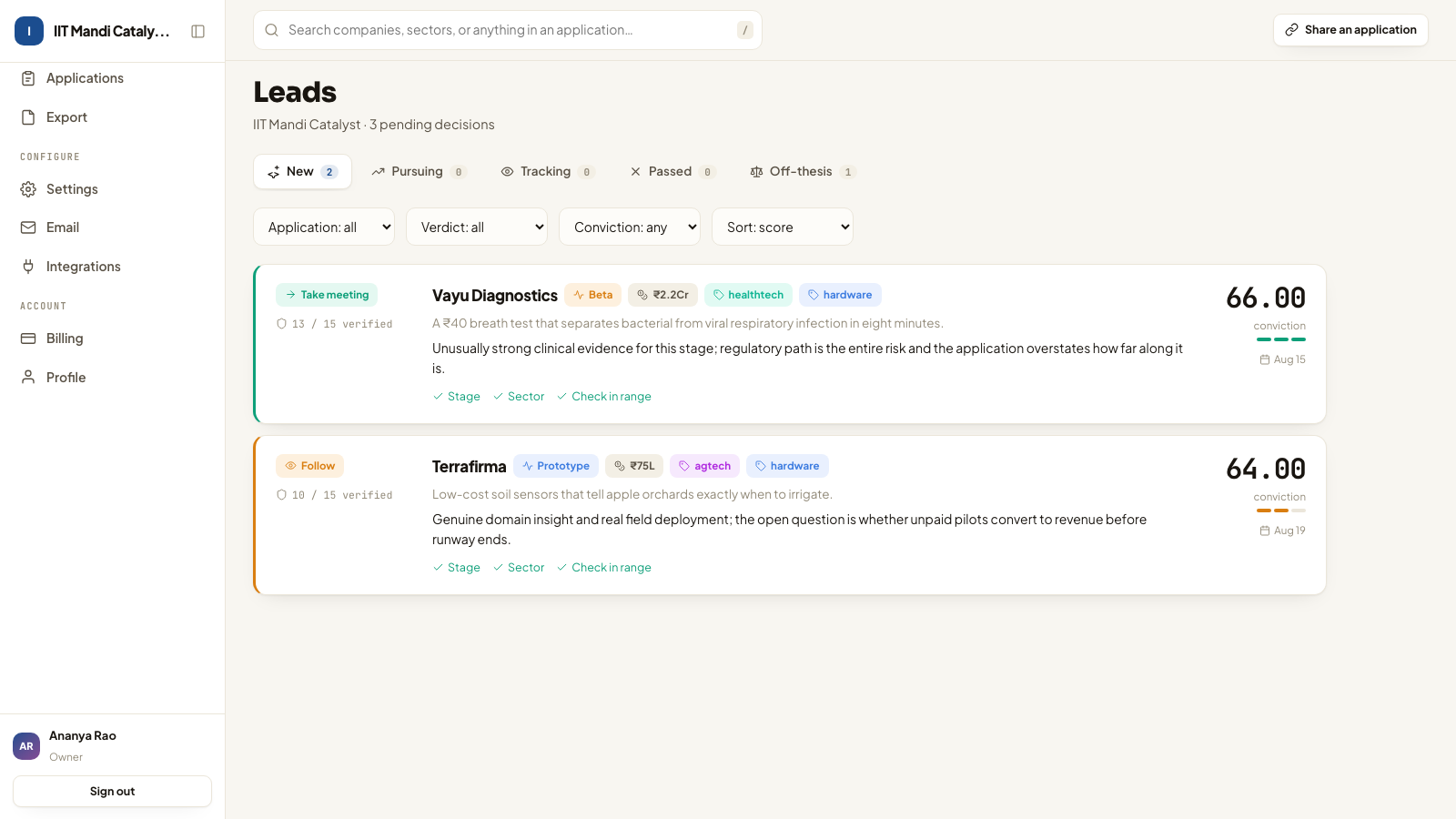PitchInfra leads queue